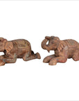 Two Vintage Thai Handmade Carved and Painted Elephant Sculptures from Chiang Mai-1. Asian & Chinese Furniture, Art, Antiques, Vintage Home Décor for sale at FEA Home
