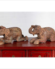 Two Vintage Thai Handmade Carved and Painted Elephant Sculptures from Chiang Mai-2. Asian & Chinese Furniture, Art, Antiques, Vintage Home Décor for sale at FEA Home