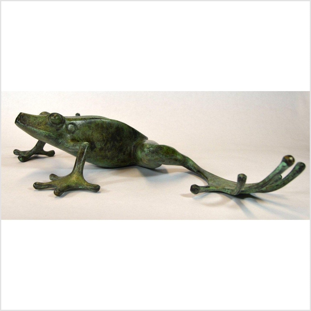 Verde Gris Bronze Pond Frog-4. Asian & Chinese Furniture, Art, Antiques, Vintage Home Décor for sale at FEA Home