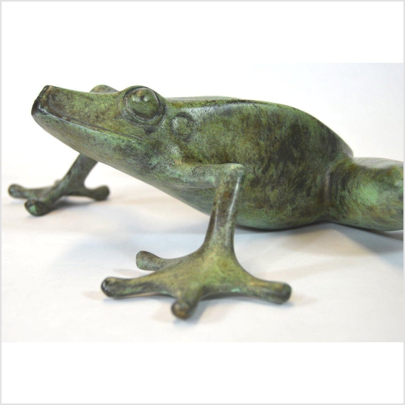 Verde Gris Bronze Pond Frog-5. Asian & Chinese Furniture, Art, Antiques, Vintage Home Décor for sale at FEA Home
