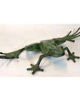 Close-up of verde gris bronze pond frog with long legs and toes, shown in very good condition.
