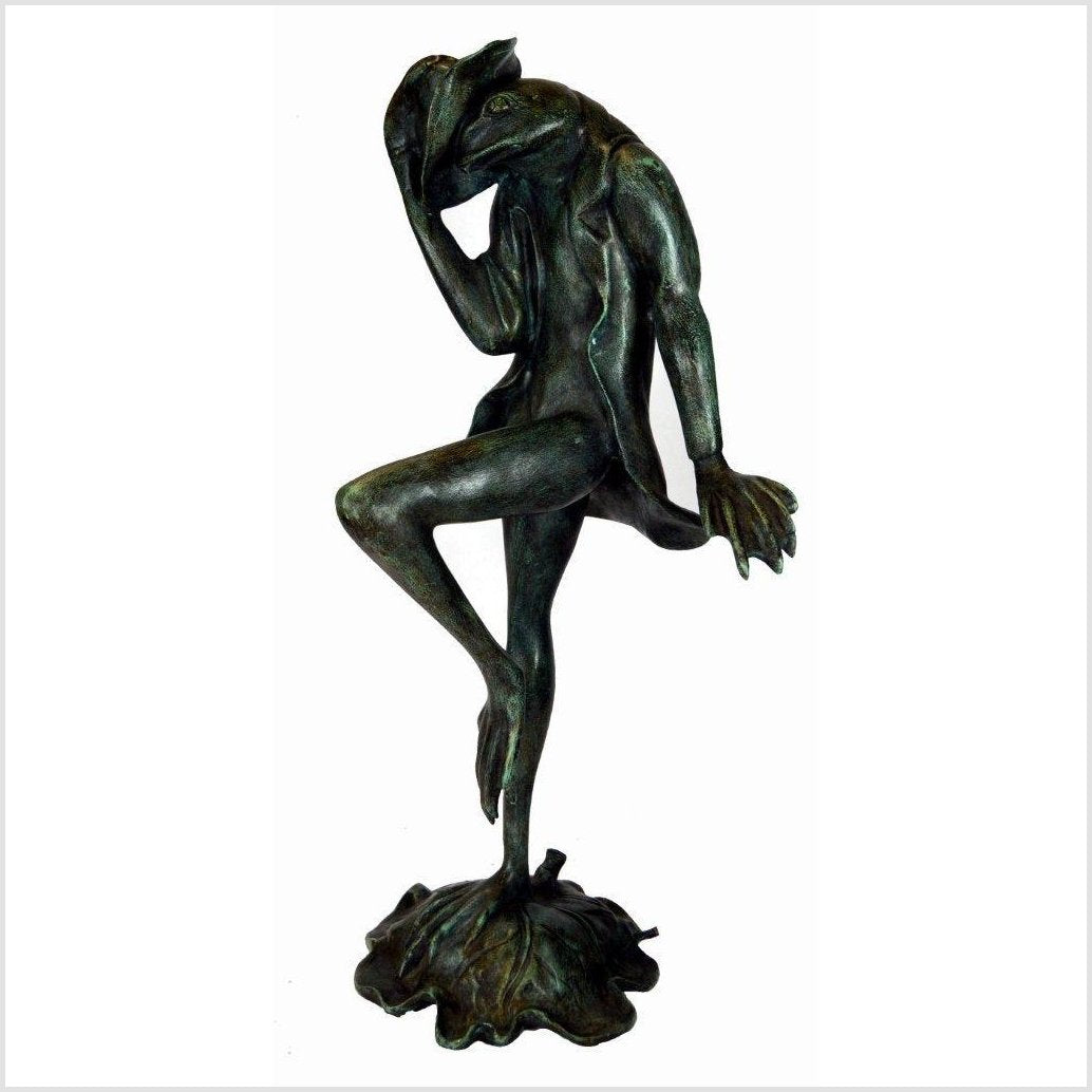 Verde Gris Bronze Pond Frog - "Michelle"-12. Asian & Chinese Furniture, Art, Antiques, Vintage Home Décor for sale at FEA Home