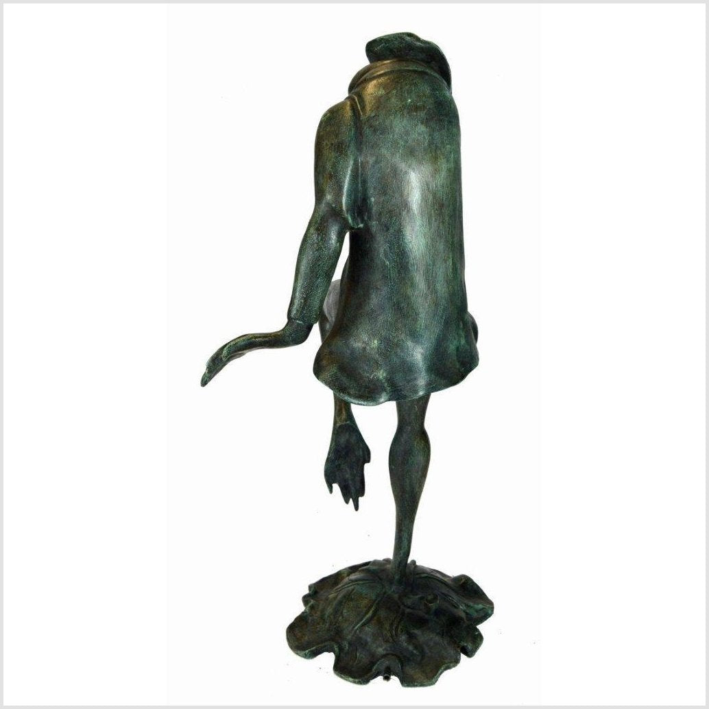 Verde Gris Bronze Pond Frog - "Michelle"-3. Asian & Chinese Furniture, Art, Antiques, Vintage Home Décor for sale at FEA Home