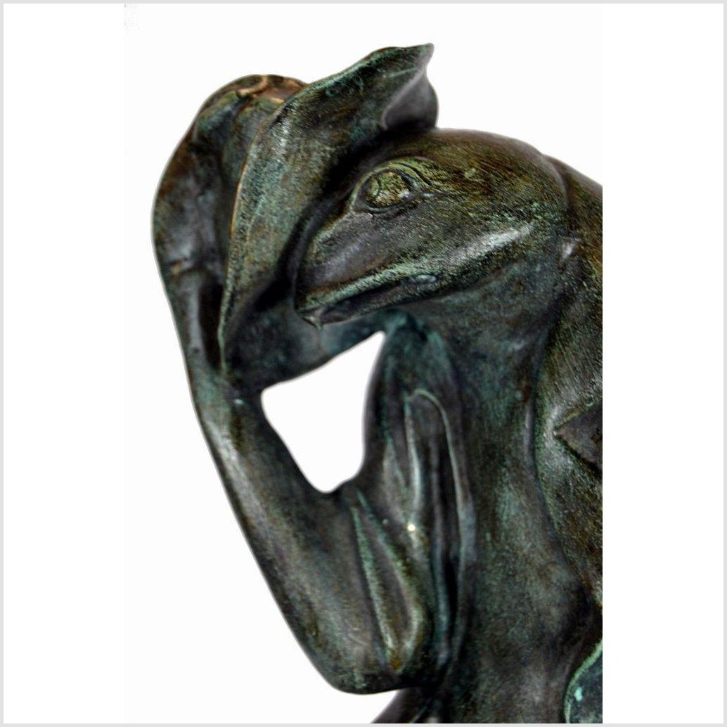 Verde Gris Bronze Pond Frog - "Michelle"-6. Asian & Chinese Furniture, Art, Antiques, Vintage Home Décor for sale at FEA Home