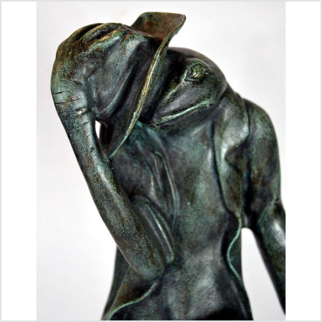 Verde Gris Bronze Pond Frog - "Michelle"-8. Asian & Chinese Furniture, Art, Antiques, Vintage Home Décor for sale at FEA Home