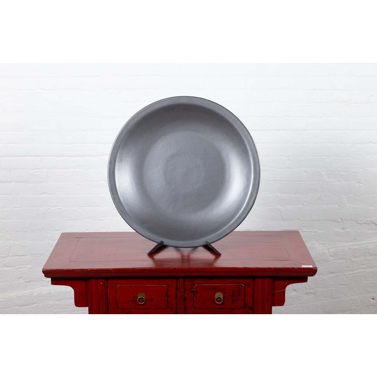 Vintage Cobalt Grey Ceramic Charger Plate, Three Available-5. Asian & Chinese Furniture, Art, Antiques, Vintage Home Décor for sale at FEA Home