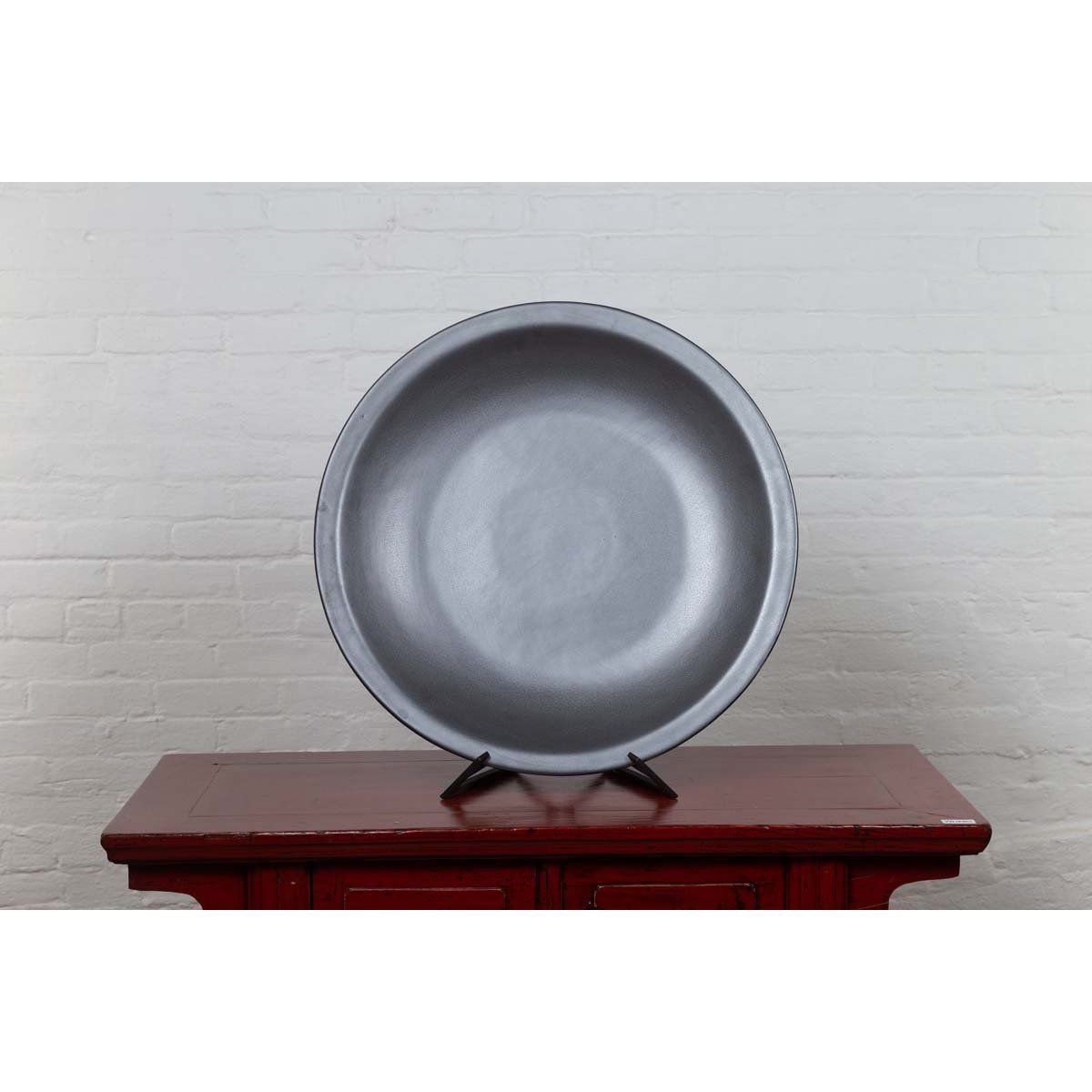 Vintage Cobalt Grey Ceramic Charger Plate, Three Available-6. Asian & Chinese Furniture, Art, Antiques, Vintage Home Décor for sale at FEA Home