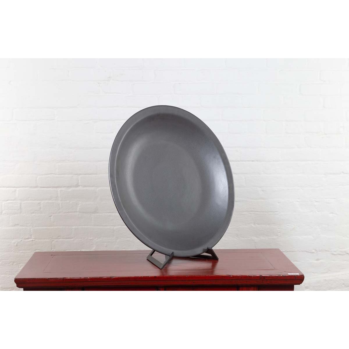 Vintage Cobalt Grey Ceramic Charger Plate, Three Available-7. Asian & Chinese Furniture, Art, Antiques, Vintage Home Décor for sale at FEA Home