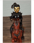 Vintage Burmese Polychrome Carved Wooden Statue of a Warrior on his Horse-15. Asian & Chinese Furniture, Art, Antiques, Vintage Home Décor for sale at FEA Home