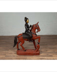 Vintage Burmese Polychrome Carved Wooden Statue of a Warrior on his Horse-17. Asian & Chinese Furniture, Art, Antiques, Vintage Home Décor for sale at FEA Home