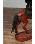 Vintage Burmese Polychrome Carved Wooden Statue of a Warrior on his Horse-18. Asian & Chinese Furniture, Art, Antiques, Vintage Home Décor for sale at FEA Home