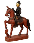 Vintage Burmese Polychrome Carved Wooden Statue of a Warrior on his Horse-1. Asian & Chinese Furniture, Art, Antiques, Vintage Home Décor for sale at FEA Home
