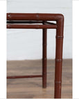 Vintage Chinese 1950s Bamboo Side Table with Brownish Patina and Recessed Top-13. Asian & Chinese Furniture, Art, Antiques, Vintage Home Décor for sale at FEA Home