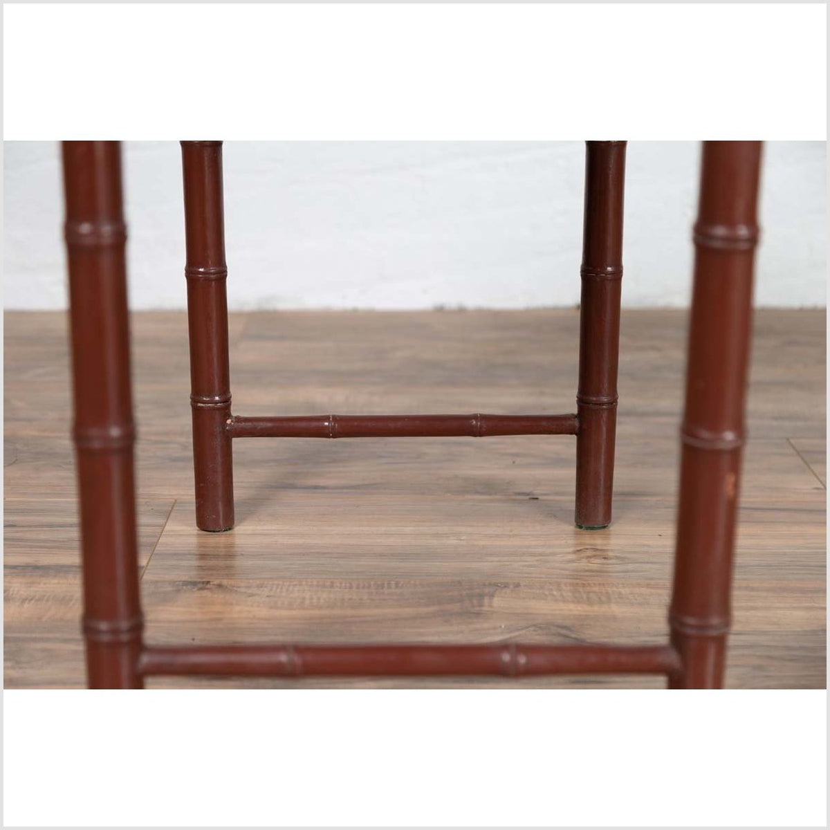 Vintage Chinese 1950s Bamboo Side Table with Brownish Patina and Recessed Top-14. Asian & Chinese Furniture, Art, Antiques, Vintage Home Décor for sale at FEA Home
