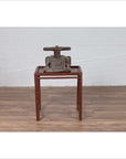 Vintage Chinese 1950s Bamboo Side Table with Brownish Patina and Recessed Top-3. Asian & Chinese Furniture, Art, Antiques, Vintage Home Décor for sale at FEA Home