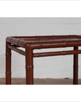 Vintage Chinese 1950s Bamboo Side Table with Brownish Patina and Recessed Top-6. Asian & Chinese Furniture, Art, Antiques, Vintage Home Décor for sale at FEA Home