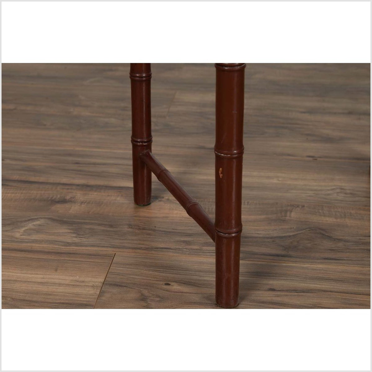 Vintage Chinese 1950s Bamboo Side Table with Brownish Patina and Recessed Top-8. Asian & Chinese Furniture, Art, Antiques, Vintage Home Décor for sale at FEA Home