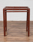 Vintage Chinese 1950s Bamboo Side Table with Brownish Patina and Recessed Top-2. Asian & Chinese Furniture, Art, Antiques, Vintage Home Décor for sale at FEA Home