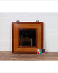 Vintage Chinese 1950s Two-Toned Elm and Rattan Square Mirror with Beveled Glass-3. Asian & Chinese Furniture, Art, Antiques, Vintage Home Décor for sale at FEA Home