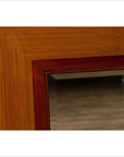 Vintage Chinese 1950s Two-Toned Elm and Rattan Square Mirror with Beveled Glass-6. Asian & Chinese Furniture, Art, Antiques, Vintage Home Décor for sale at FEA Home