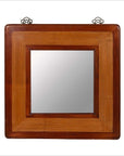 Vintage Chinese 1950s Two-Toned Elm and Rattan Square Mirror with Beveled Glass-1. Asian & Chinese Furniture, Art, Antiques, Vintage Home Décor for sale at FEA Home