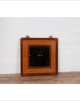 Vintage Chinese 1950s Two-Toned Elm and Rattan Square Mirror with Beveled Glass-2. Asian & Chinese Furniture, Art, Antiques, Vintage Home Décor for sale at FEA Home