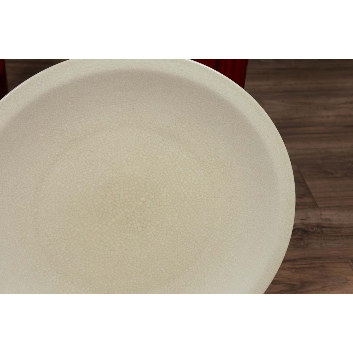 Vintage Beige Celadon Ceramic Charger Plate-4. Asian & Chinese Furniture, Art, Antiques, Vintage Home Décor for sale at FEA Home