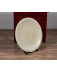 Vintage Beige Celadon Ceramic Charger Plate-5. Asian & Chinese Furniture, Art, Antiques, Vintage Home Décor for sale at FEA Home