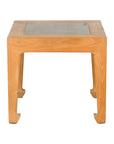 Vintage Chinese Bleached Elmwood Square Side Table with Stone Tile Inset Top-1. Asian & Chinese Furniture, Art, Antiques, Vintage Home Décor for sale at FEA Home