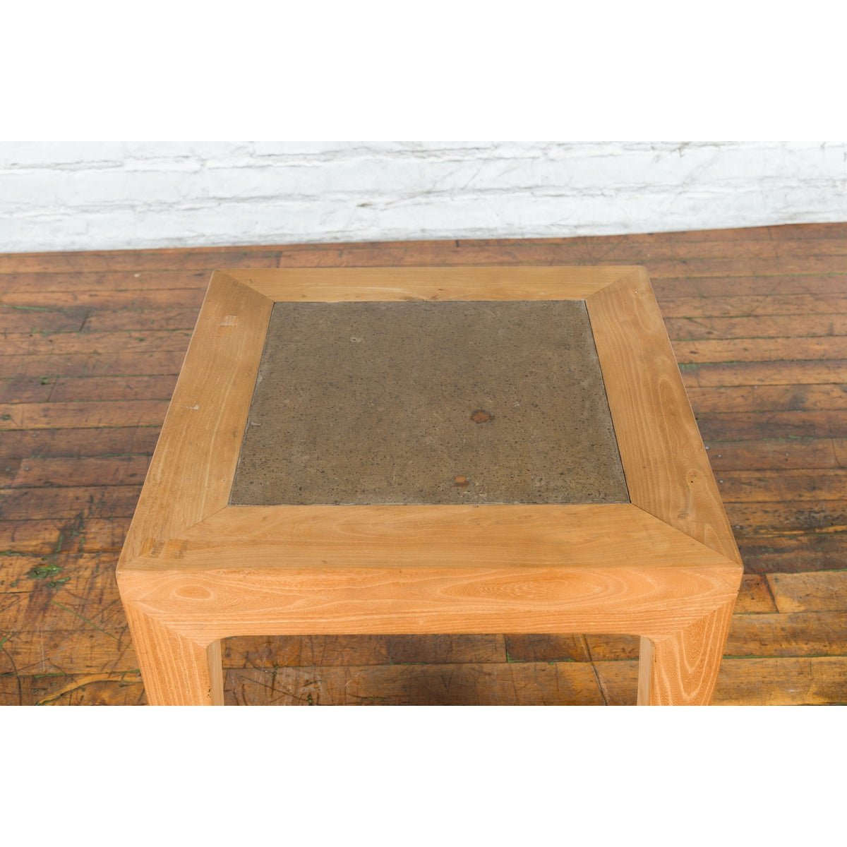 Vintage Chinese Bleached Elmwood Square Side Table with Stone Tile Inset Top-10. Asian & Chinese Furniture, Art, Antiques, Vintage Home Décor for sale at FEA Home