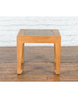 Vintage Chinese Bleached Elmwood Square Side Table with Stone Tile Inset Top-12. Asian & Chinese Furniture, Art, Antiques, Vintage Home Décor for sale at FEA Home
