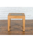 Vintage Chinese Bleached Elmwood Square Side Table with Stone Tile Inset Top-13. Asian & Chinese Furniture, Art, Antiques, Vintage Home Décor for sale at FEA Home