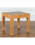 Vintage Chinese Bleached Elmwood Square Side Table with Stone Tile Inset Top-3. Asian & Chinese Furniture, Art, Antiques, Vintage Home Décor for sale at FEA Home