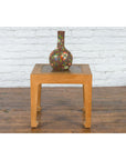 Vintage Chinese Bleached Elmwood Square Side Table with Stone Tile Inset Top-4. Asian & Chinese Furniture, Art, Antiques, Vintage Home Décor for sale at FEA Home