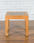 Vintage Chinese Bleached Elmwood Square Side Table with Stone Tile Inset Top-6. Asian & Chinese Furniture, Art, Antiques, Vintage Home Décor for sale at FEA Home