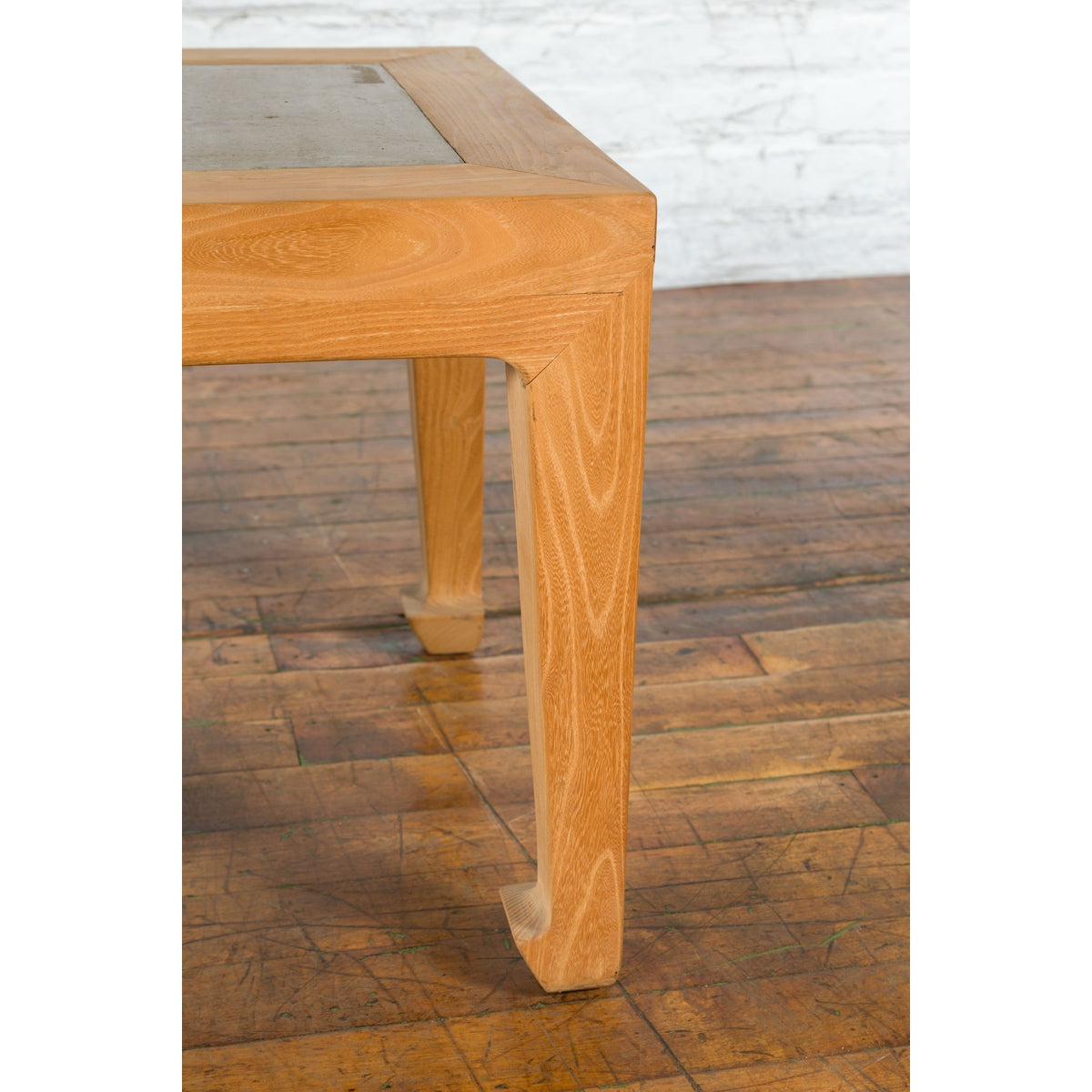 Vintage Chinese Bleached Elmwood Square Side Table with Stone Tile Inset Top-8. Asian & Chinese Furniture, Art, Antiques, Vintage Home Décor for sale at FEA Home