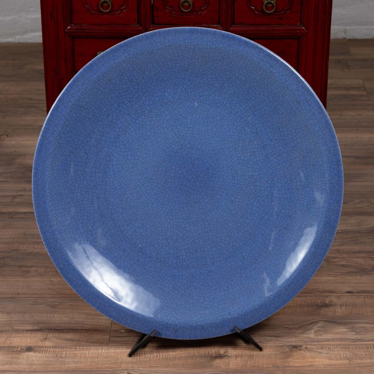 Vintage Blue Celadon Ceramic Charger Plate-3. Asian & Chinese Furniture, Art, Antiques, Vintage Home Décor for sale at FEA Home