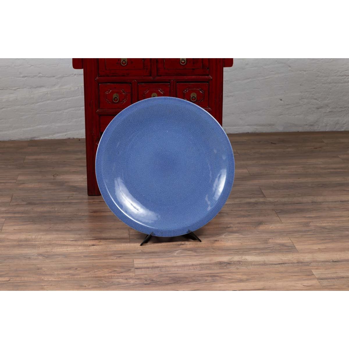 Vintage Blue Celadon Ceramic Charger Plate-4. Asian & Chinese Furniture, Art, Antiques, Vintage Home Décor for sale at FEA Home