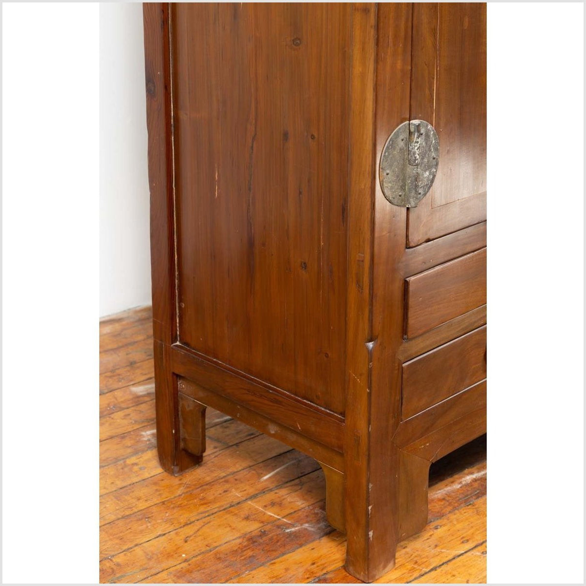 Vintage Chinese Elm Compound Wedding Wardrobe in Two Parts with Metal Hinges-16. Asian & Chinese Furniture, Art, Antiques, Vintage Home Décor for sale at FEA Home