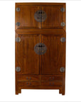 Vintage Chinese Elm Compound Wedding Wardrobe in Two Parts with Metal Hinges-1. Asian & Chinese Furniture, Art, Antiques, Vintage Home Décor for sale at FEA Home