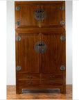 Vintage Chinese Elm Compound Wedding Wardrobe in Two Parts with Metal Hinges-4. Asian & Chinese Furniture, Art, Antiques, Vintage Home Décor for sale at FEA Home