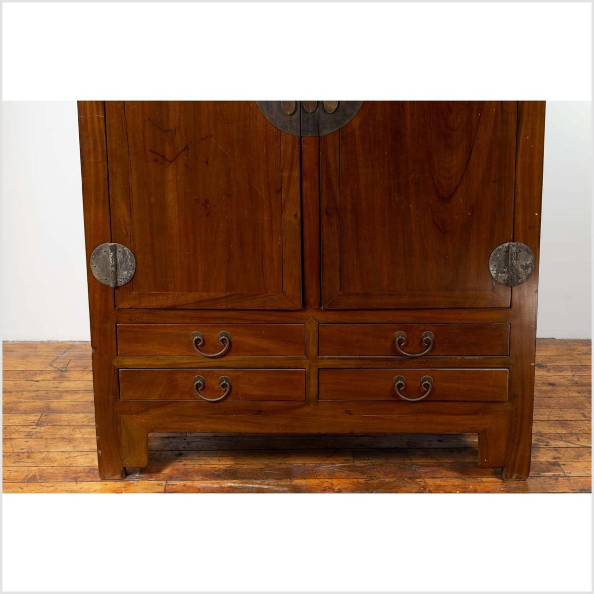 Vintage Chinese Elm Compound Wedding Wardrobe in Two Parts with Metal Hinges-7. Asian & Chinese Furniture, Art, Antiques, Vintage Home Décor for sale at FEA Home