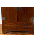 Vintage Chinese Elm Compound Wedding Wardrobe in Two Parts with Metal Hinges-7. Asian & Chinese Furniture, Art, Antiques, Vintage Home Décor for sale at FEA Home