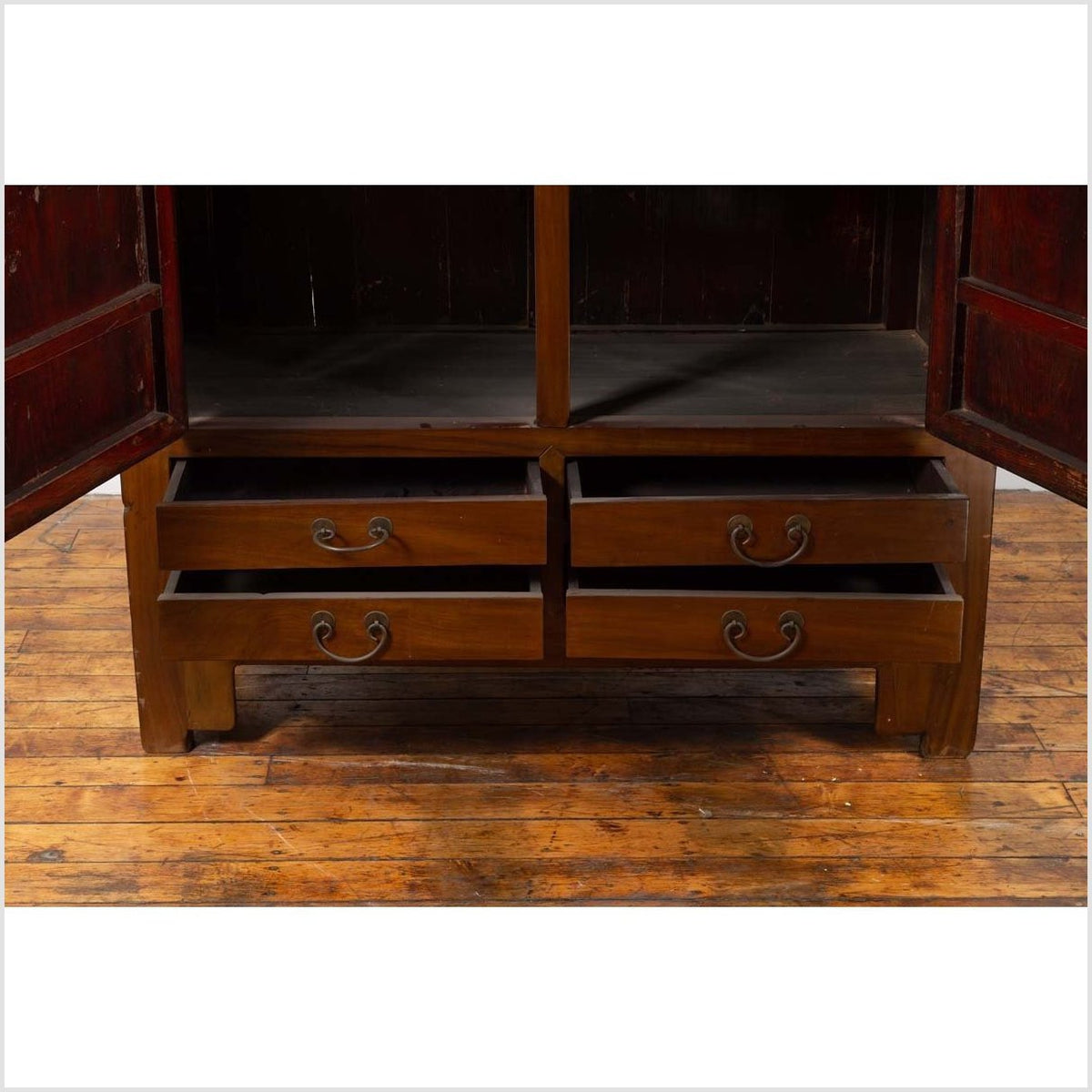 Vintage Chinese Elm Compound Wedding Wardrobe in Two Parts with Metal Hinges-8. Asian & Chinese Furniture, Art, Antiques, Vintage Home Décor for sale at FEA Home