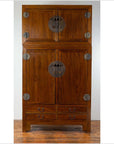 Vintage Chinese Elm Compound Wedding Wardrobe in Two Parts with Metal Hinges-2. Asian & Chinese Furniture, Art, Antiques, Vintage Home Décor for sale at FEA Home