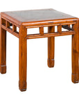 Vintage Chinese Elm Side Table with Burl Wood Top and Scrolling Carved Feet-1. Asian & Chinese Furniture, Art, Antiques, Vintage Home Décor for sale at FEA Home