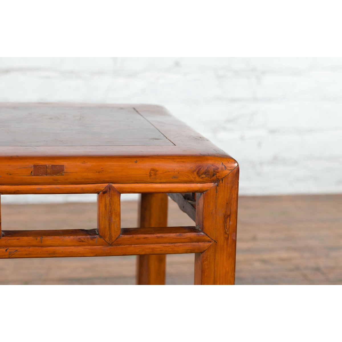 Vintage Chinese Elm Side Table with Burl Wood Top and Scrolling Carved Feet-10. Asian & Chinese Furniture, Art, Antiques, Vintage Home Décor for sale at FEA Home