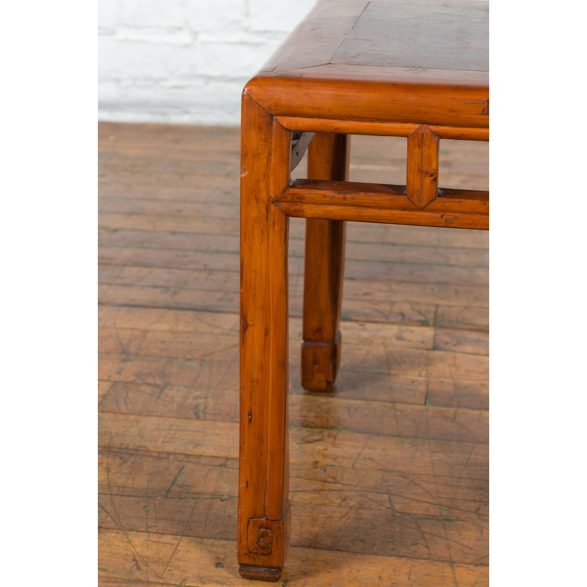 Vintage Chinese Elm Side Table with Burl Wood Top and Scrolling Carved Feet-11. Asian & Chinese Furniture, Art, Antiques, Vintage Home Décor for sale at FEA Home