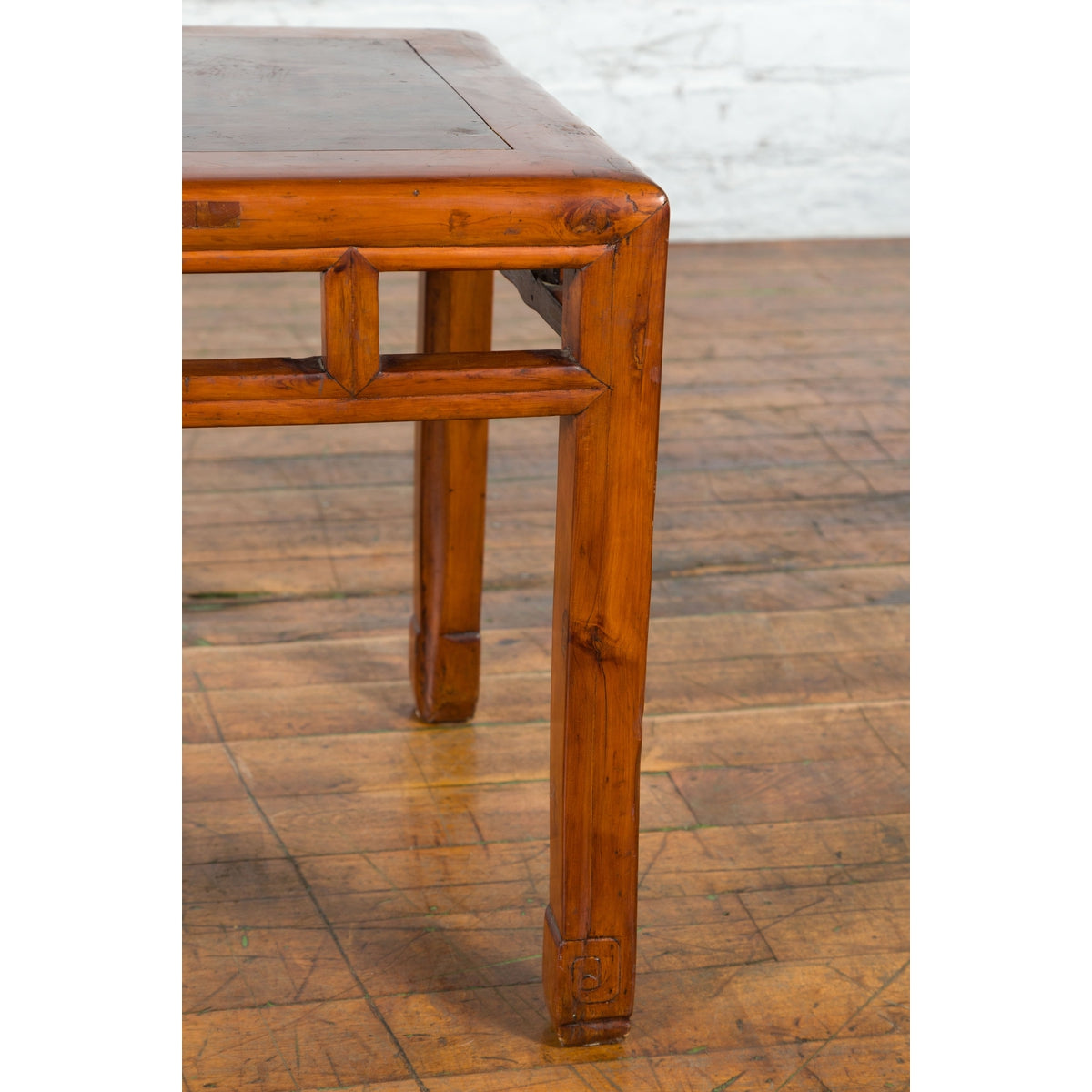 Vintage Chinese Elm Side Table with Burl Wood Top and Scrolling Carved Feet-12. Asian & Chinese Furniture, Art, Antiques, Vintage Home Décor for sale at FEA Home