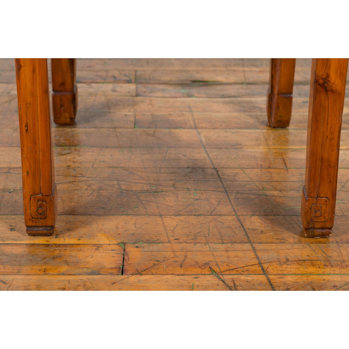 Vintage Chinese Elm Side Table with Burl Wood Top and Scrolling Carved Feet-13. Asian & Chinese Furniture, Art, Antiques, Vintage Home Décor for sale at FEA Home